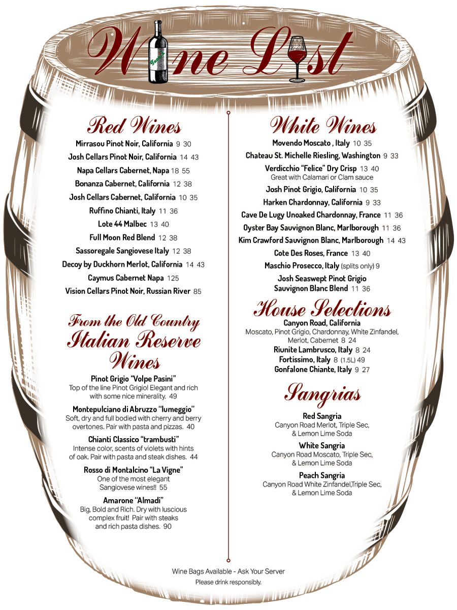 Wine Menu